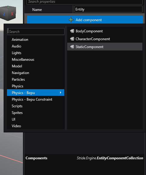 Add Static collider component