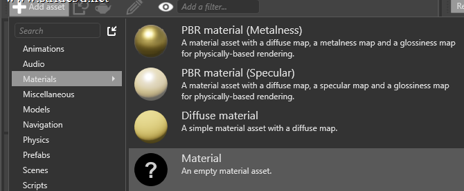 Add a material asset