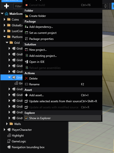 Open project directory from Game Studio