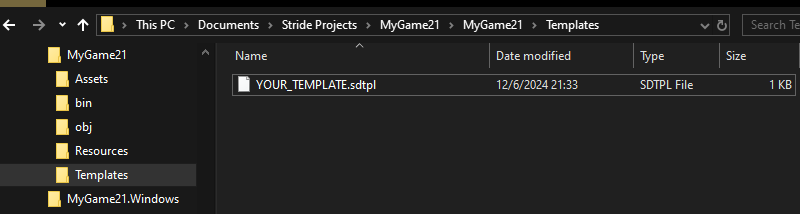 Template directory example